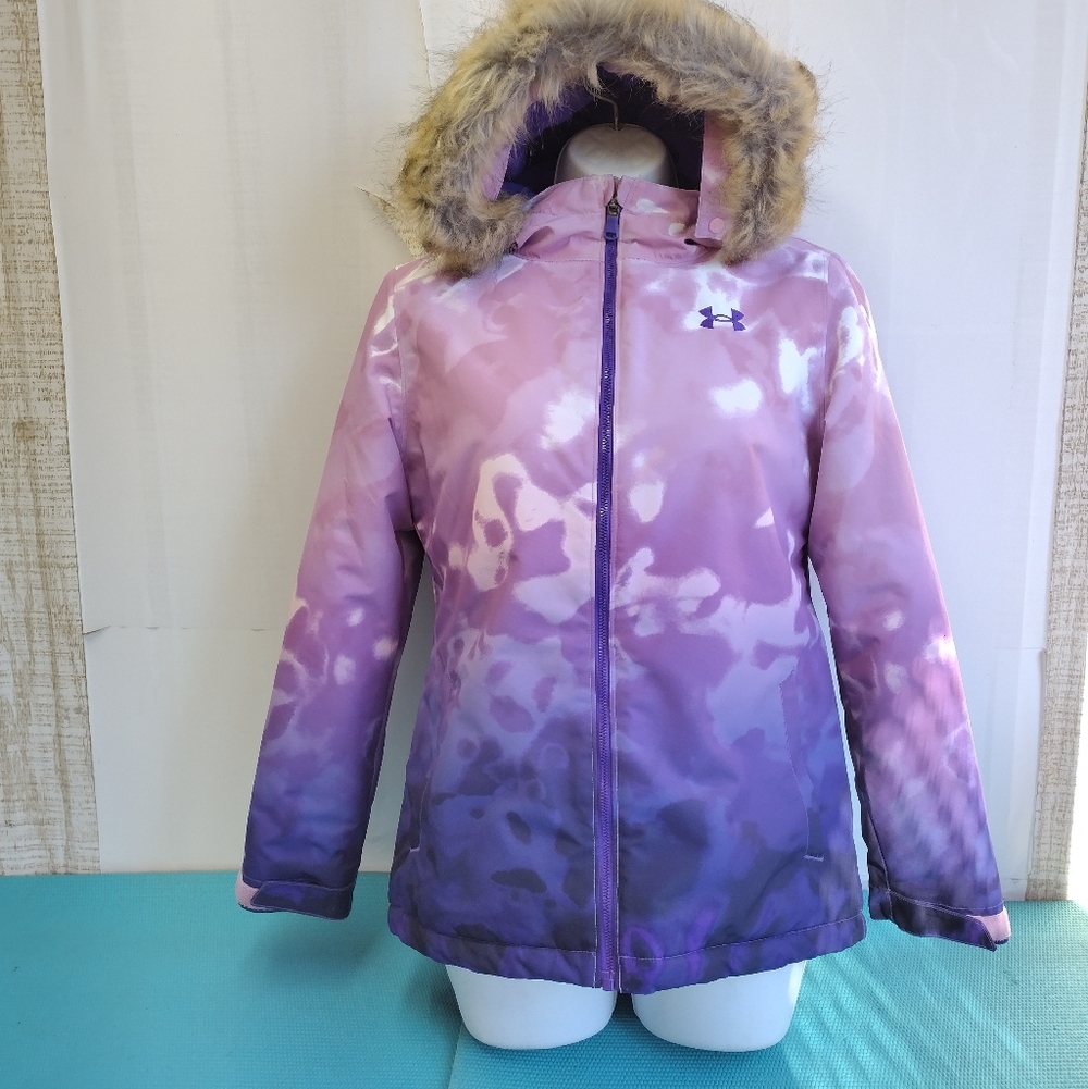 Under Armour Cold Gear Girls Winter Print Laila Insulated Ski Jacket Coat Size L